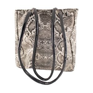 Vintage Grey Vinyl Snakeskin Animal Print Tote Bag